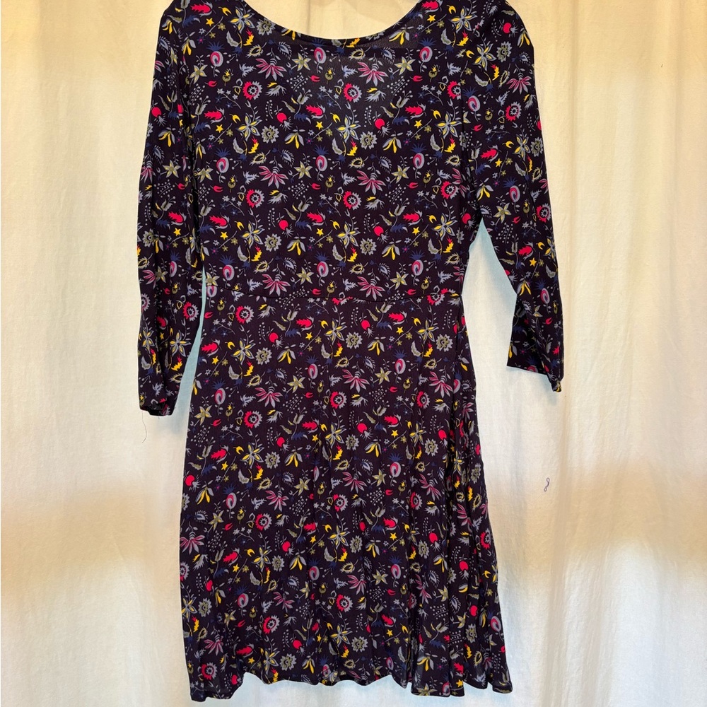 GAP Pink and Purple Sheath Dress with Cuffed 3/4 Sleeves